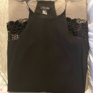 Black mini dress with lace on bottom